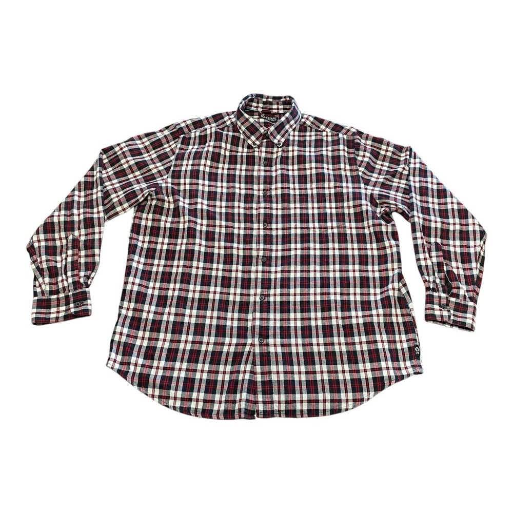 Ralph Lauren Chaps Men's Red White Black Plaid Flannel Long Sleeve Button Shirt